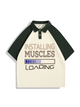 240g Muscles Loading Letter Printed Polo Collar Color Matching Cotton T-shirt