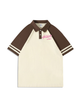 200g Heaven Letter Printed Polo Collar Color Matching Cotton T-shirt