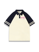 200g Heaven Letter Printed Polo Collar Color Matching Cotton T-shirt