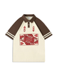 200g Poker Queen Printed Polo Collar Color Matching Cotton T-shirt