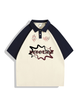 240g Cupid Letetr Printed Polo Collar Color Matching Cotton T-shirt