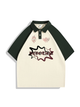 240g Cupid Letetr Printed Polo Collar Color Matching Cotton T-shirt