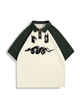240g Hound Snake Printed Polo Collar Color Matching Cotton T-shirt