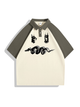 240g Hound Snake Printed Polo Collar Color Matching Cotton T-shirt