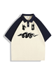 240g Hound Snake Printed Polo Collar Color Matching Cotton T-shirt