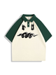 240g Hound Snake Printed Polo Collar Color Matching Cotton T-shirt