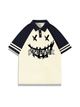 200g Line Face Printed Polo Collar Color Matching Cotton T-shirt