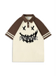 200g Line Face Printed Polo Collar Color Matching Cotton T-shirt