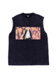 230g Manjiro Sano Printed Wash Old Cotton Sleeveless T-shirt