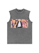 230g Manjiro Sano Printed Wash Old Cotton Sleeveless T-shirt