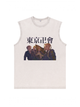 230g Tokyo Manji Gang Printed Wash Old Cotton Sleeveless T-shirt