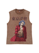 230g Tokyo Manji Gang Printed Wash Old Cotton Sleeveless T-shirt