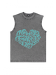 230g Heart Happy Father's Day Wash Old Cotton Sleeveless T-shirt