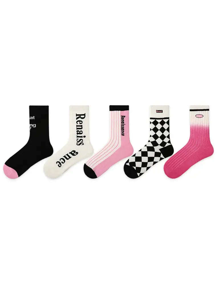 5 PCS Cool Girl Mid-tube Socks - Emma Bridess 5 PCS Cool Girl Mid-tube Socks - Emma Bridess