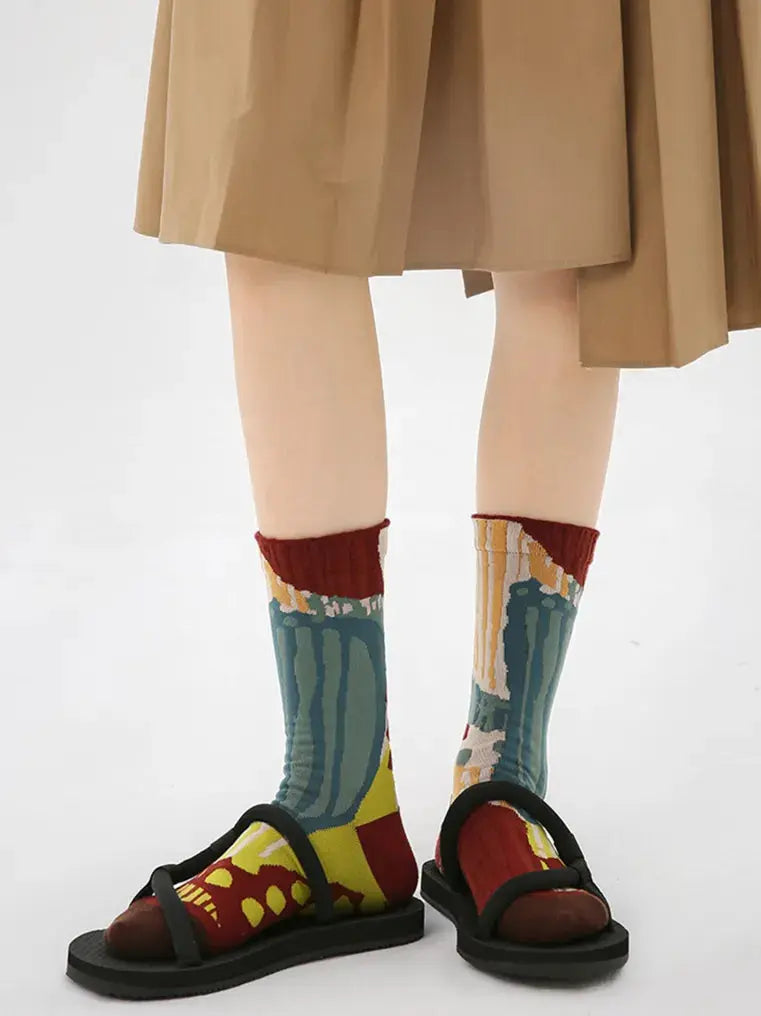 3 PCS Vintage Color Matching Socks
