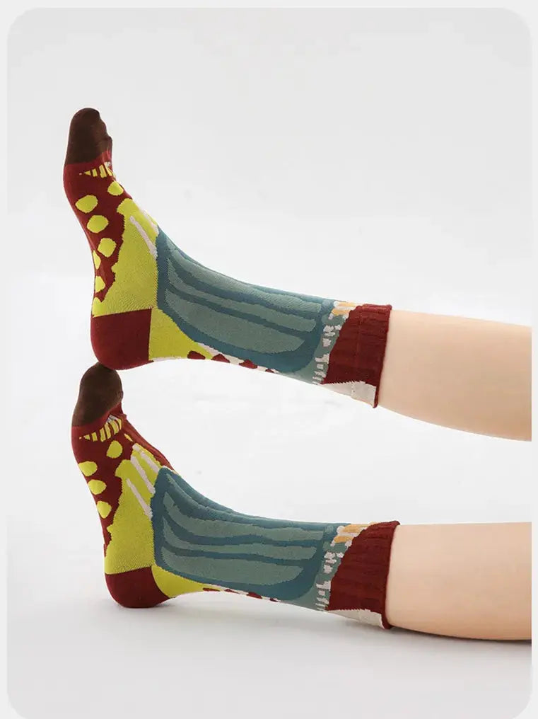 3 PCS Vintage Color Matching Socks