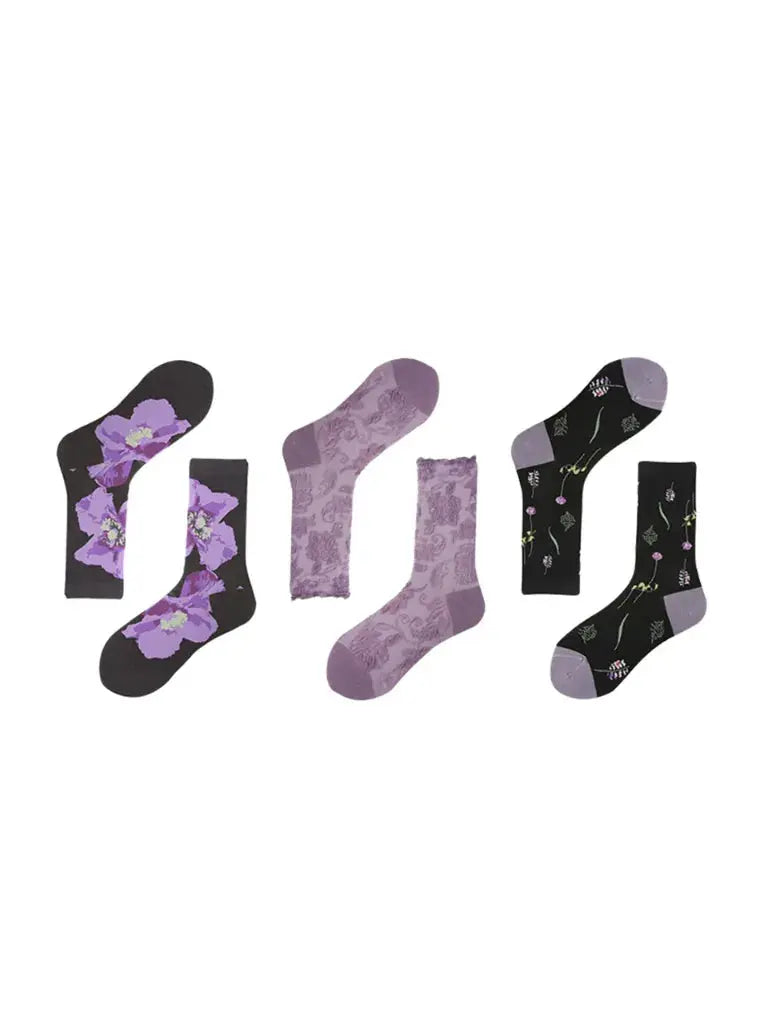 3 PCS Vintage Color Matching Socks