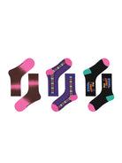 3 PCS Vintage Color Matching Socks