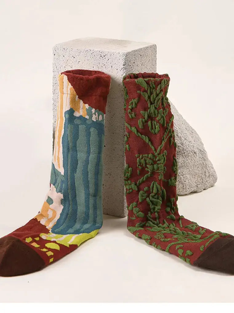 3 PCS Vintage Color Matching Socks