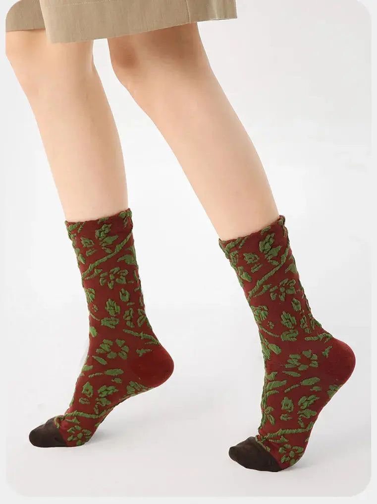 3 PCS Vintage Color Matching Socks