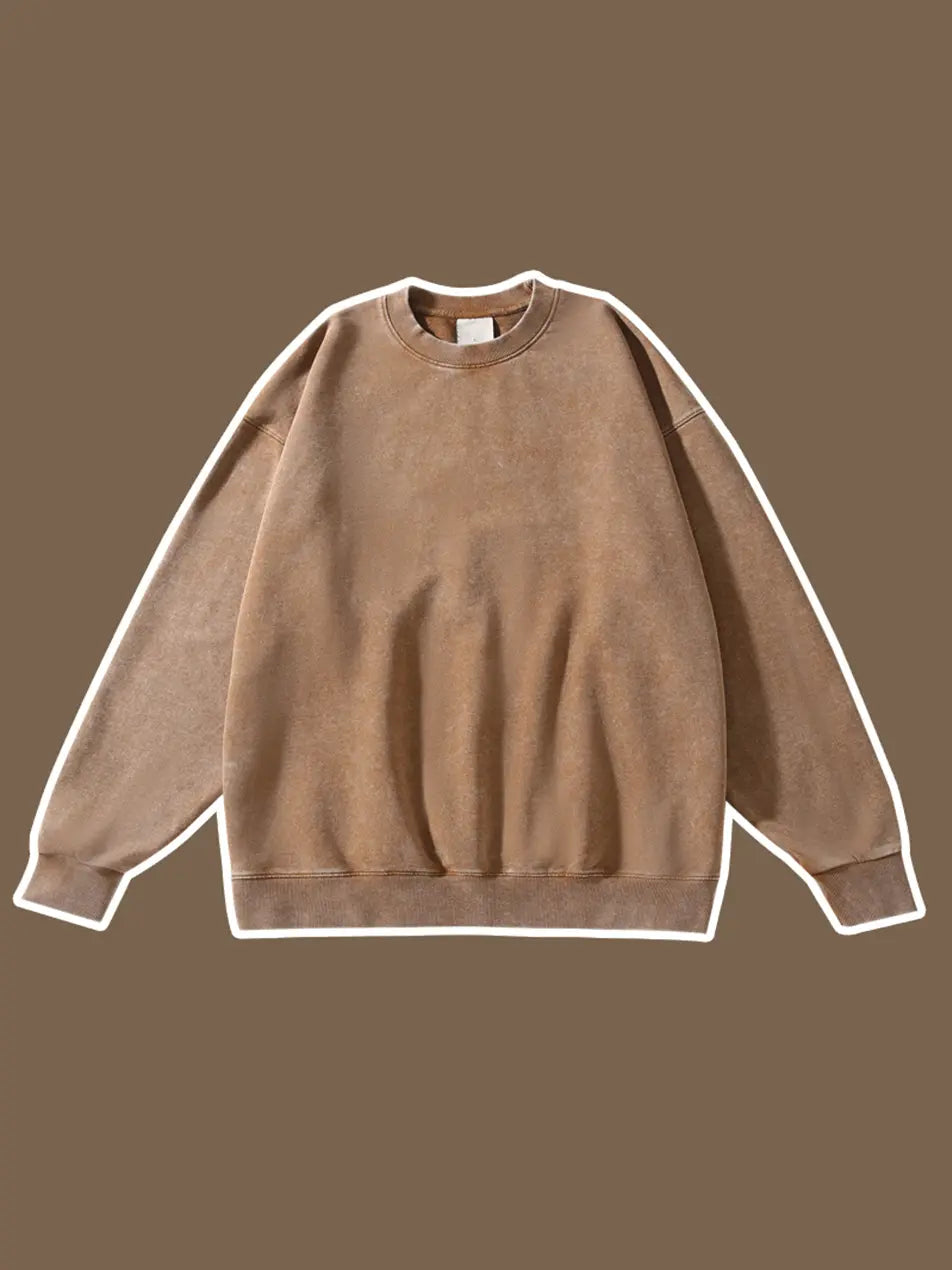 450g Wash Color Basic Cotton Sweatshirt