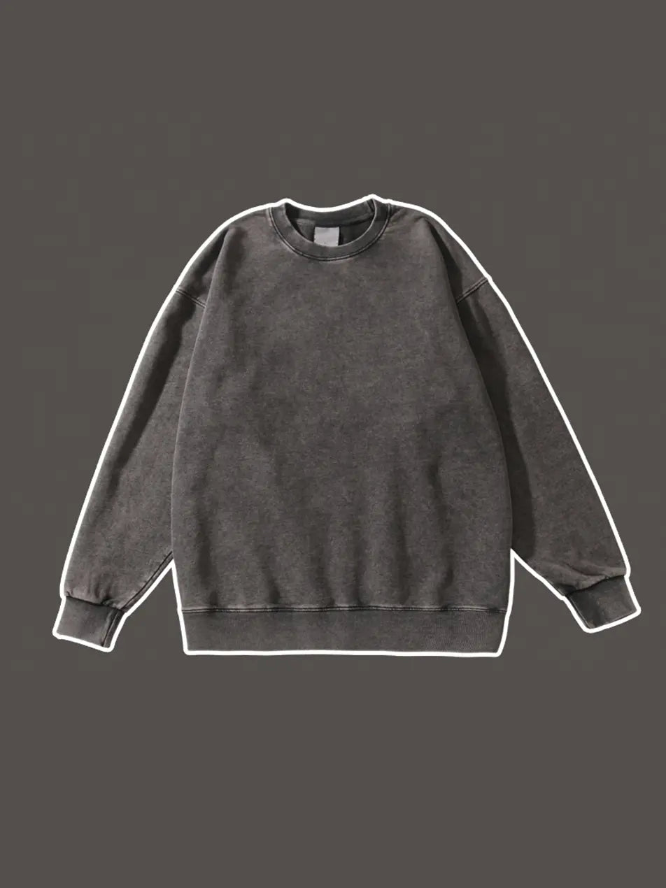 450g Wash Color Basic Cotton Sweatshirt
