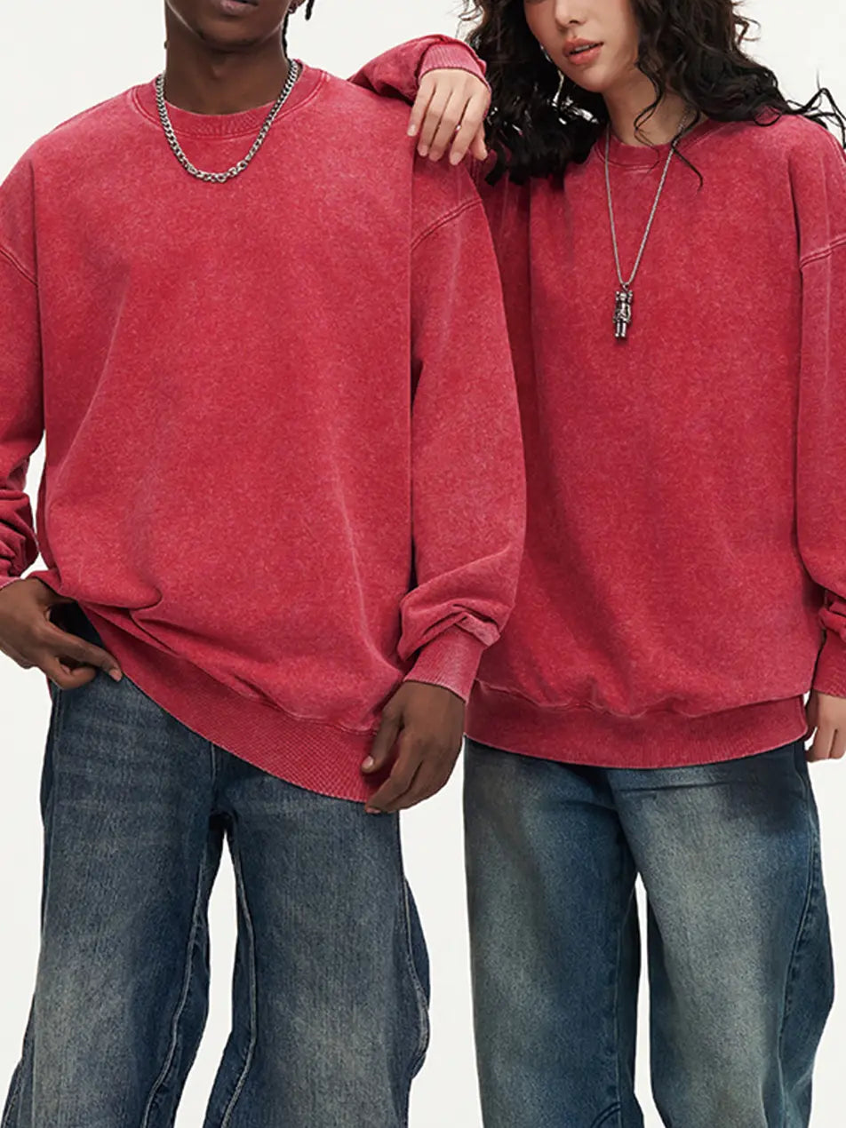 450g Wash Color Basic Cotton Sweatshirt