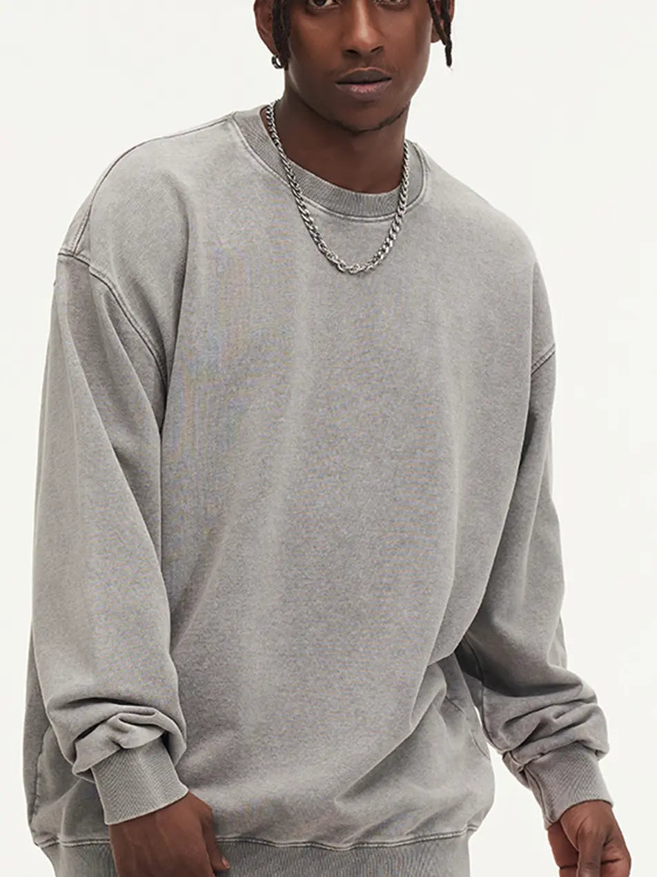 450g Wash Color Basic Cotton Sweatshirt