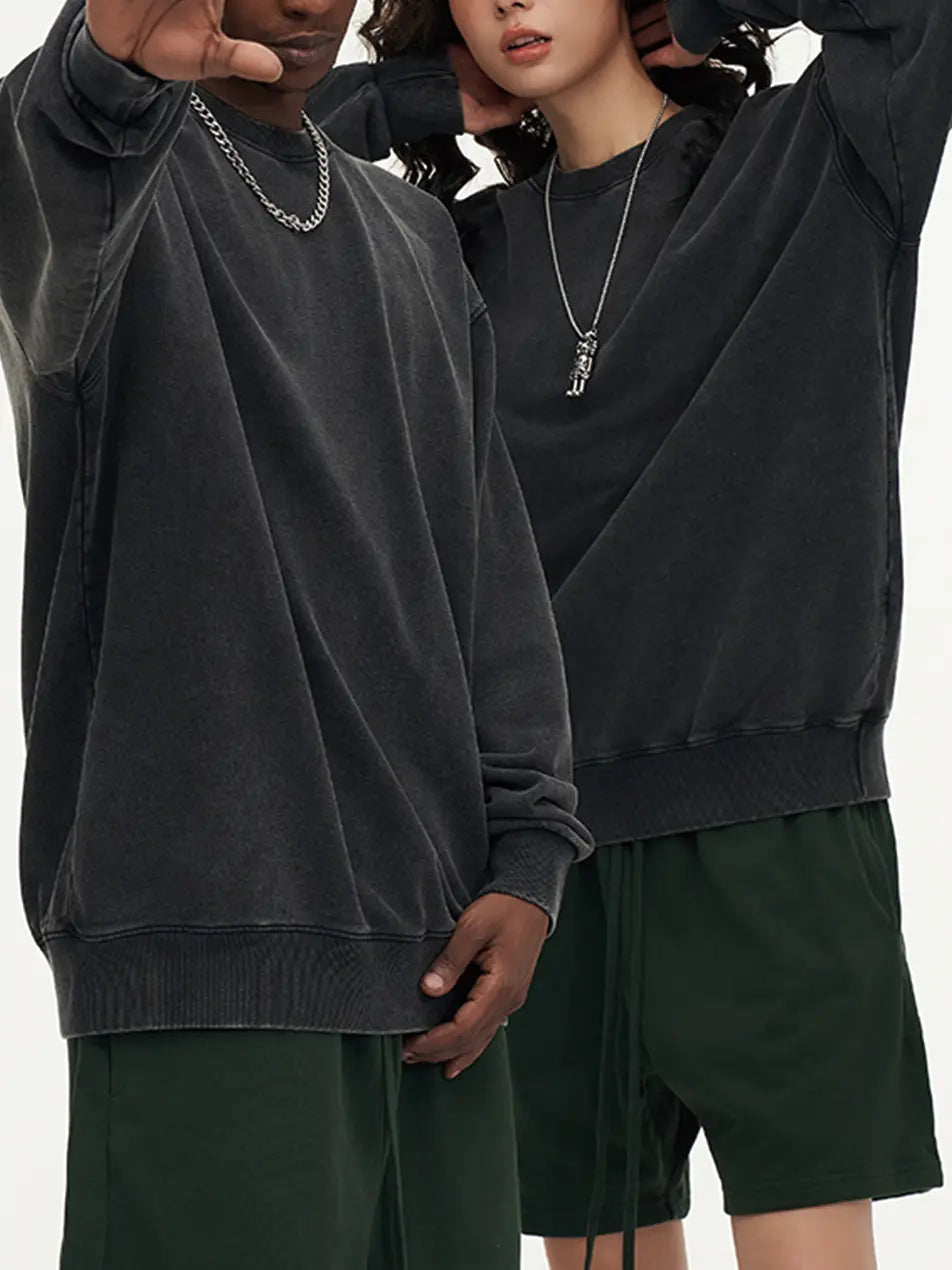 450g Wash Color Basic Cotton Sweatshirt