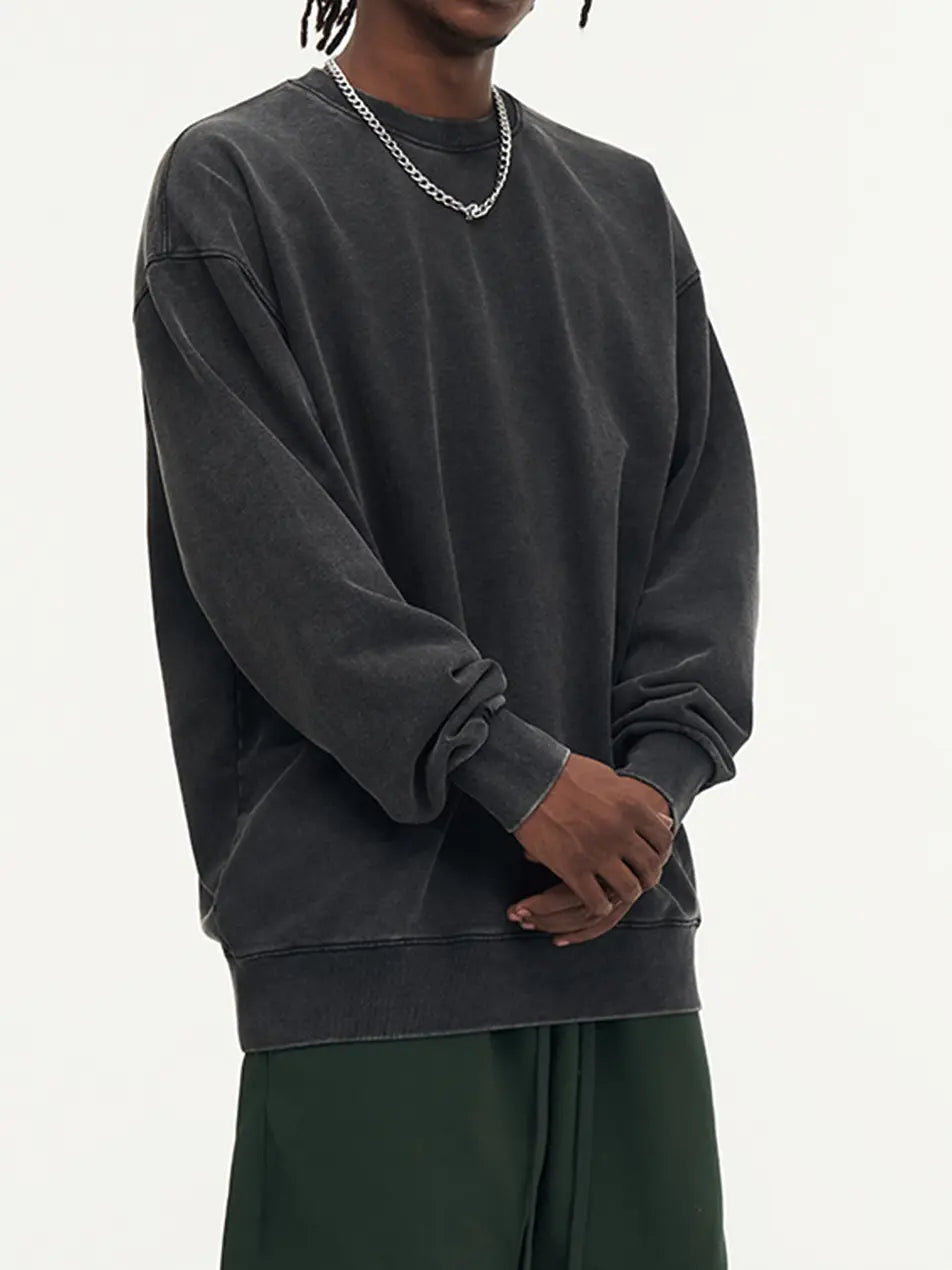 450g Wash Color Basic Cotton Sweatshirt