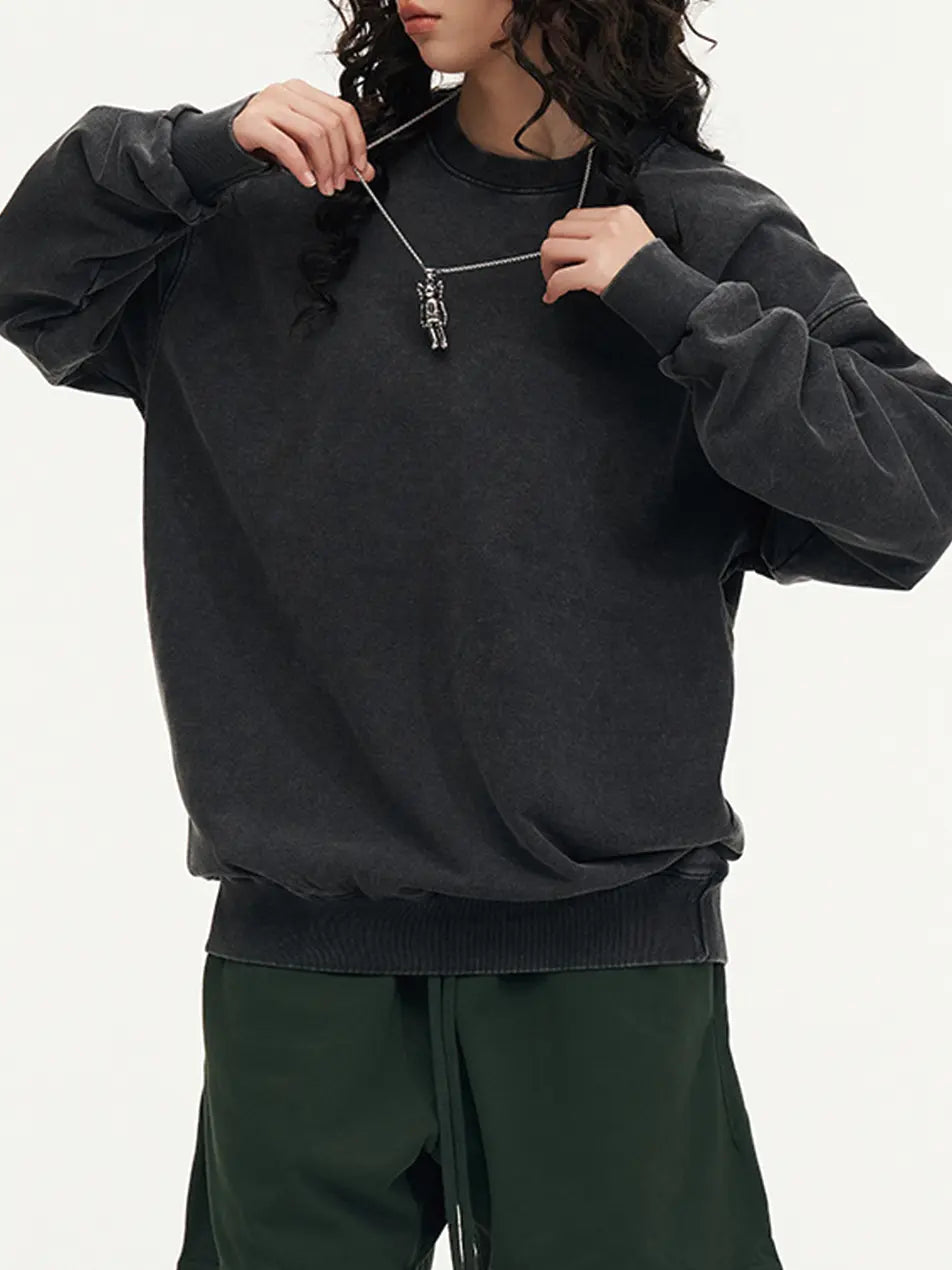 450g Wash Color Basic Cotton Sweatshirt