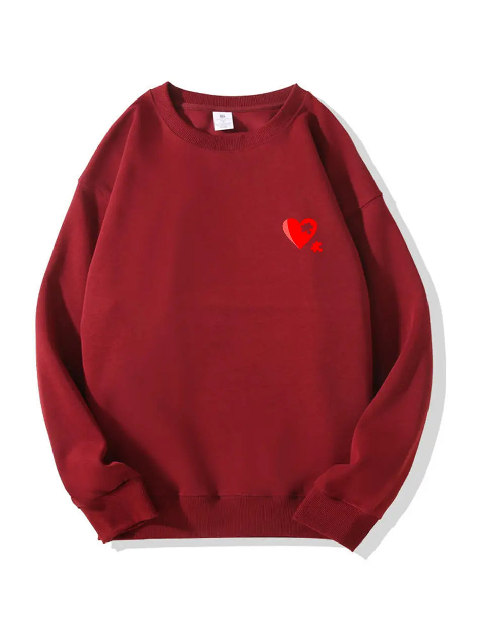 Love Puzzle Heart Print Cotton Sweatshirt for Valentine's Day Emma Bridess