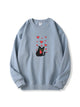 Valentine's Day Black Kitty Love Printed Cotton Sweatshirt Emma Bridess