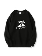 300g Valentine's Day Couple  Kitty Love Printed Cotton Sweatshirt Emma Bridess