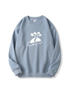 300g Valentine's Day Couple  Kitty Love Printed Cotton Sweatshirt Emma Bridess