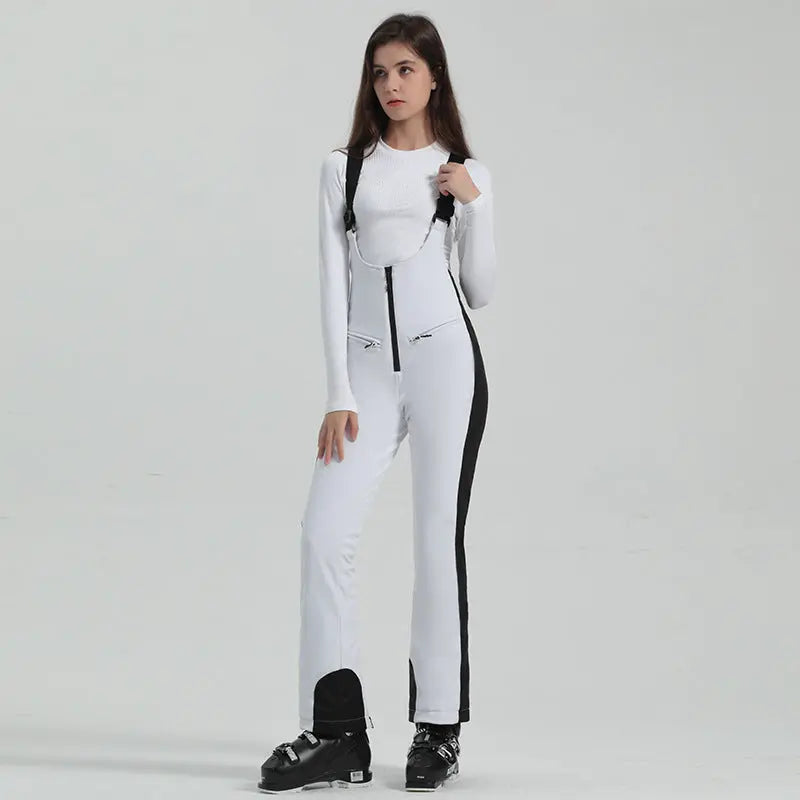 Women’s Chic Slim Fit Zip-Up Snow Bib Pants