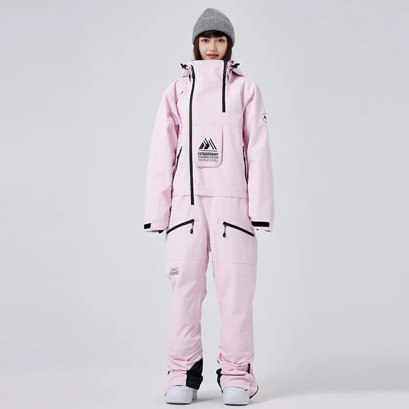 Women’s One-Piece Ski Romper Stand Collar Skiwear