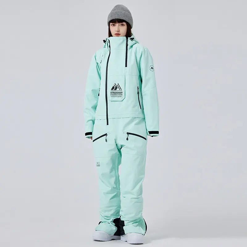 Women’s One-Piece Ski Romper Stand Collar Skiwear