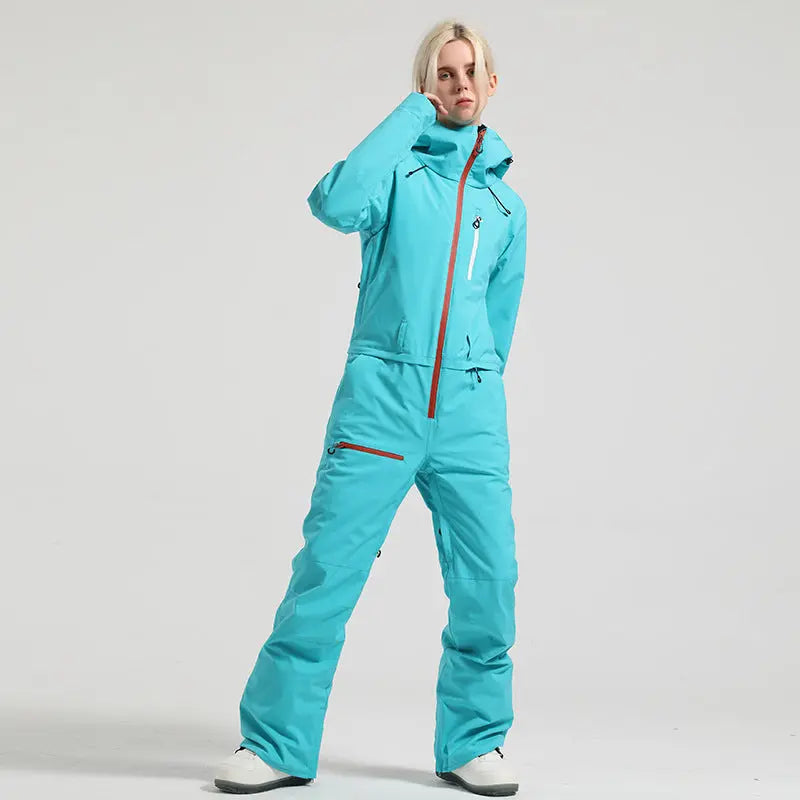 Stylish One-Piece Ski Suit Slim Fit Snowsuit with Zipper Closure