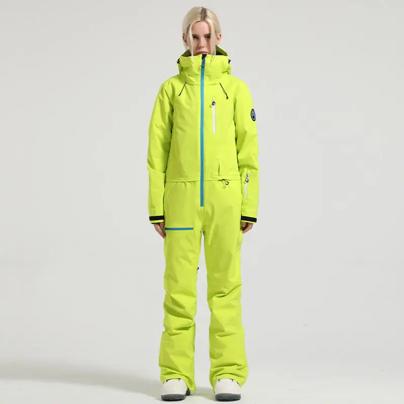 Stylish One-Piece Ski Suit Slim Fit Snowsuit with Zipper Closure