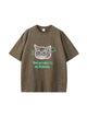 Cat Graphic Vintage Washed Cotton T Shirt