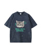 Cat Graphic Vintage Washed Cotton T Shirt