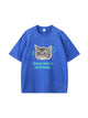 Cat Graphic Vintage Washed Cotton T Shirt