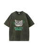 Cat Graphic Vintage Washed Cotton T Shirt