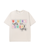 230g Colored Women Human Rights Printed Wash Old Cotton T-shirt for Women