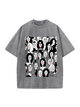 230g Cartoon Equality Champion Printed Wash Old Cotton T-shirt for Women