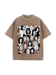 230g Cartoon Equality Champion Printed Wash Old Cotton T-shirt for Women