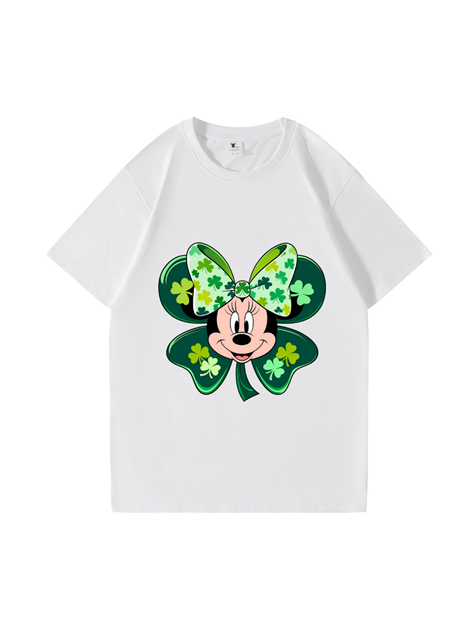 240g Minnie Printed Cotton T-shirt for St. Patrick's Day Emma Bridess
