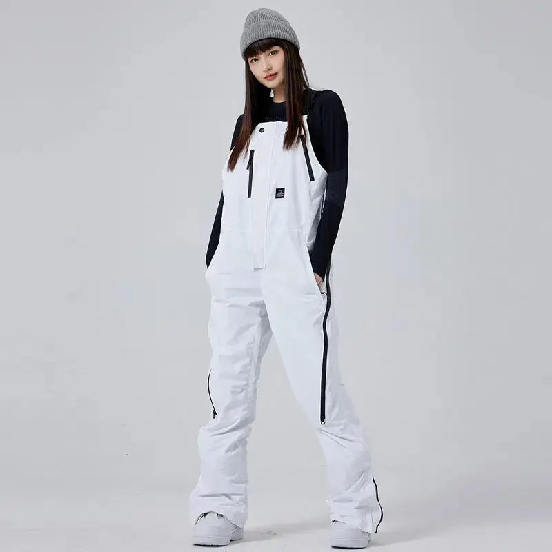 Unisex Thick Snow Bibs Pants Loose Fit Outdoor Sports Trousers
