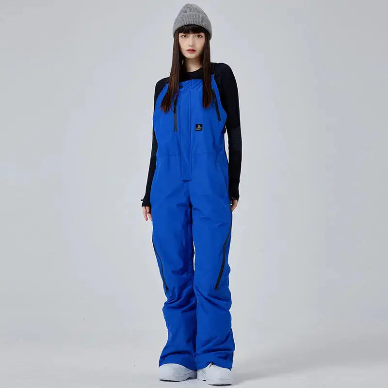 Unisex Thick Snow Bibs Pants Loose Fit Outdoor Sports Trousers